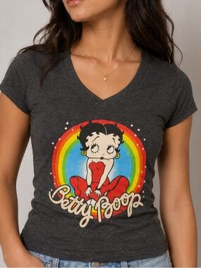 Betty Boop Gray Graphic Tee with Gray Print